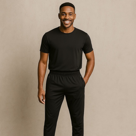 Athletic Works Men’s Black Joggers - Size L - Picture 1 of 8